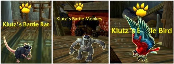 Klutz's Battle Rate, Klutz's Battle Monkey, Klutz's Battle Bird