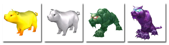 Golden Pig, Silver Pig, Jade Tiger, Zipao Tiger