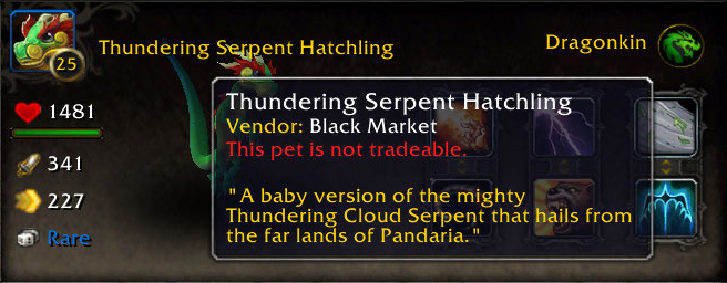 Listing in the WoD Beta Pet Journal
